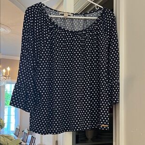 Michael Kors Navy and White Polka Dot Blouse